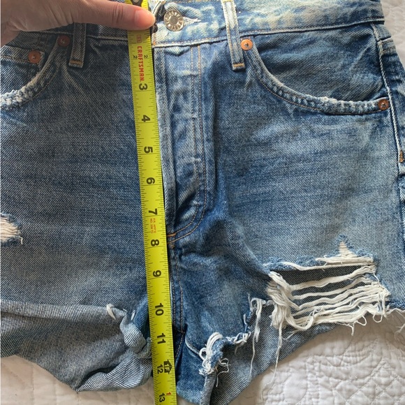 Agolde Blue Distressed Jean Shorts - Picture 8 of 9